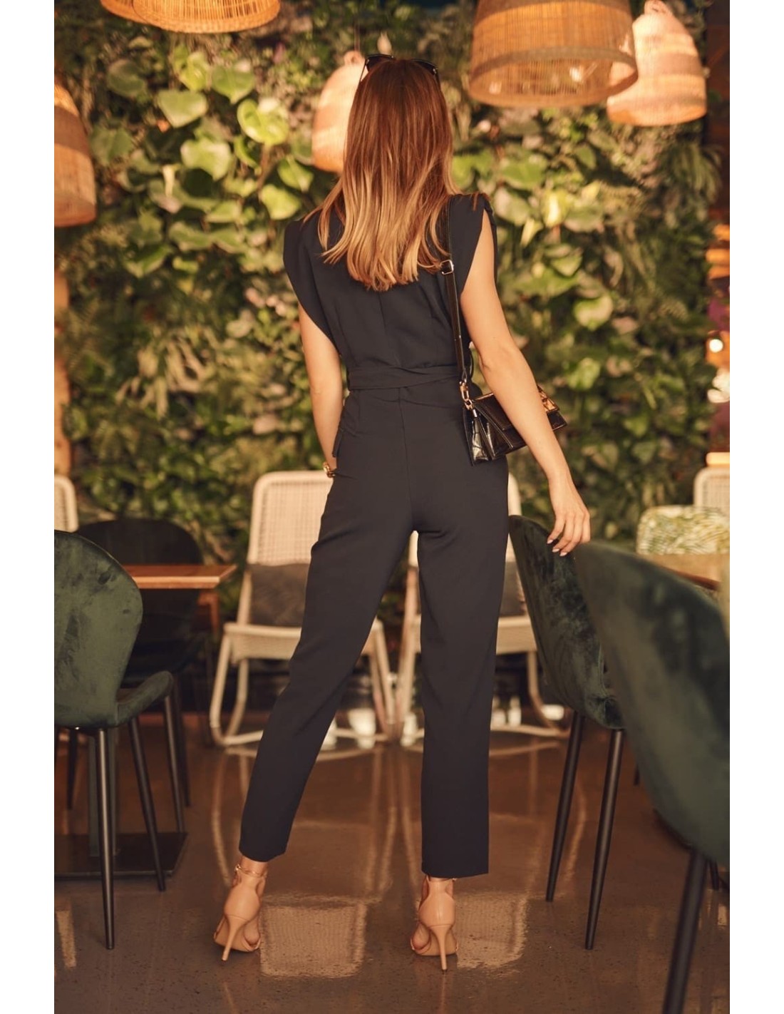 Elegant jumpsuit with a collar, navy blue FG573 - Online store - Boutique